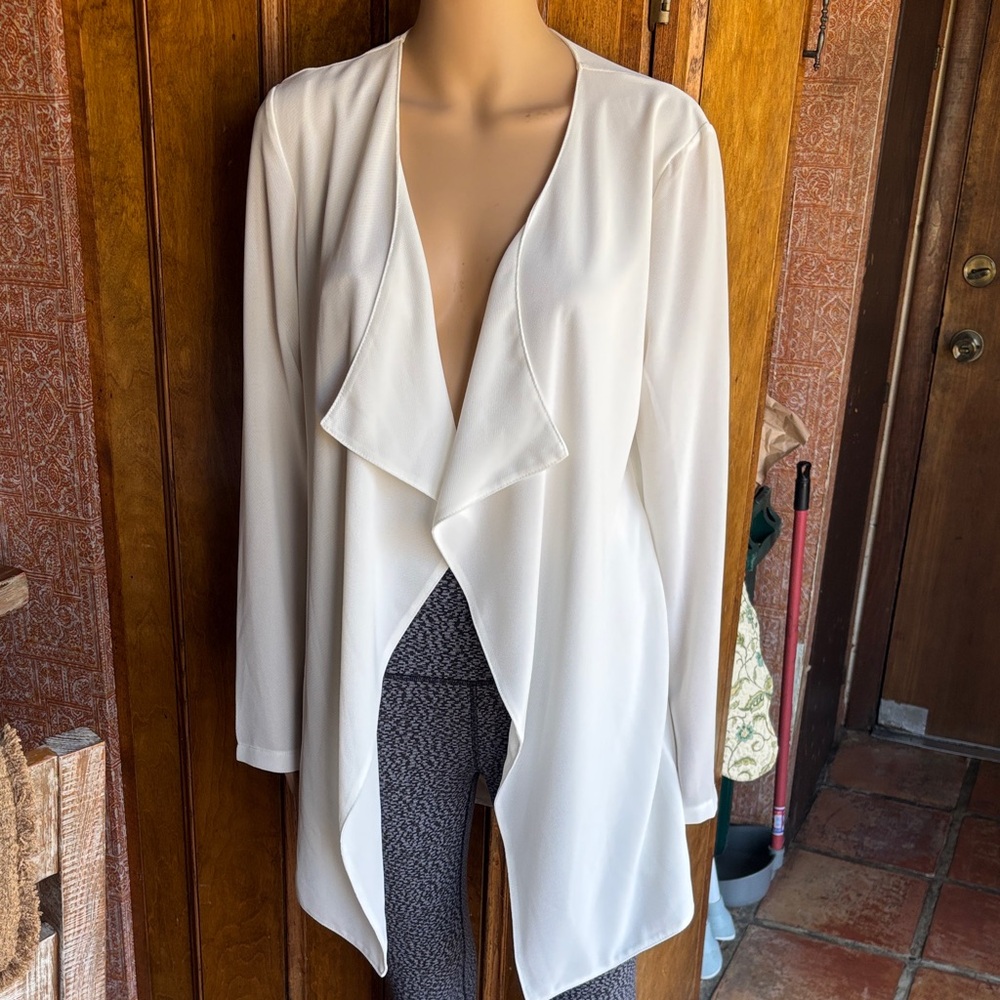 Olive & Oak Ivory Draped Open Front Cardigan